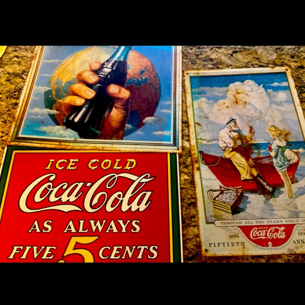 Vintage Collectable Tin Coca Cola Signs
